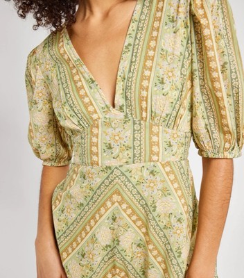 Mille Resort And Travel Florencia Cotswold Stripe Maxi Dress Green Paisley Small