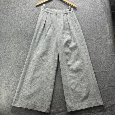 Gestuz CoelleGZ HW Pants Womens 34 Gray High Waist Wide Leg Tweed Pleated Lined