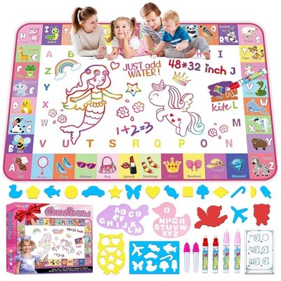 Toddlers Toys Water Doodle Mat: 48 X 32 Inch Large Mess Free Coloring & Drawi...