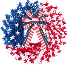 22" Patriotic Wreath Red White Blue 4th of July Front Door Decor