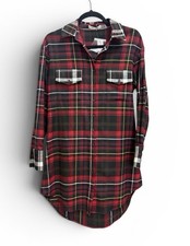 Alice + Olivia Women's Long Sleeve Red Plaid Tartan Button Shirt Dress Sz XS-M