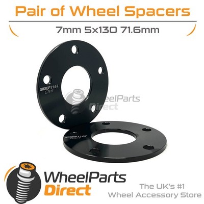 Wheel Spacers (2) Black 5x130 71.6 7mm for Lamborghini Urus 18-23