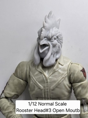3d Printed ROOSTER #3 HEAD 6'' 1:12 Classified/Legends SCALE 
