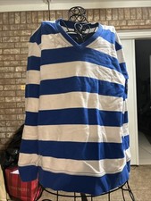 Lauren Ralph Lauren Woman s Petite M Rugby Pullover Navy Blue Stripe White