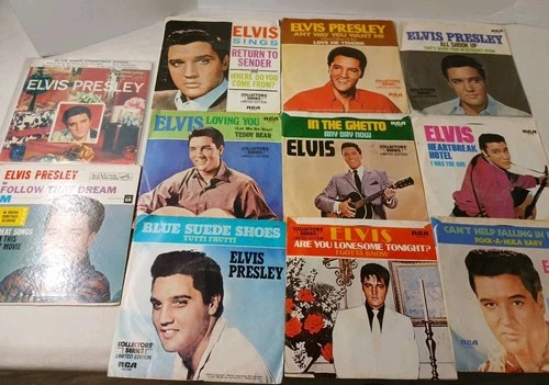 ELVIS PRESLEY 7" 45 RPM Vinyl Record Lot Of 11 Heartbreak Hotel Blue Hawaii