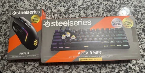 Steelseries Apex 9 Mini Gaming Keyboard & Rival 5 Gaming Mouse BRAND NEW SEALED