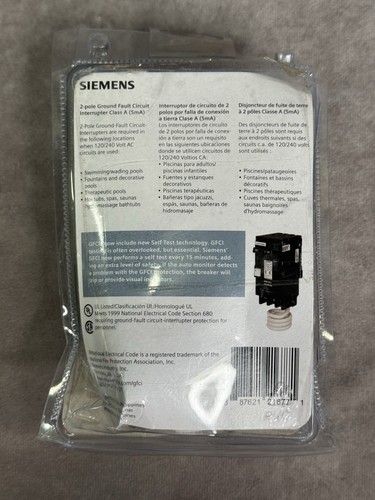 Siemens Leitungsschutzschalter 50 Amp zweipolig Typ QPF2 GFCI - Bild 3 von 8