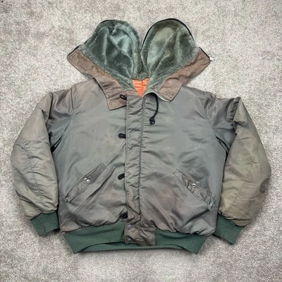 Vintage US Air Force Flight Bomber Jacket Fur Hood XL - Image 1 of 4