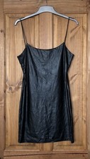 PLT black faux leather spaghetti strap dress 12