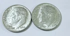 1964 Roosevelt Dimes, 90% Silver, Lot Of 2 Circulated Coins Free Shipping #8696