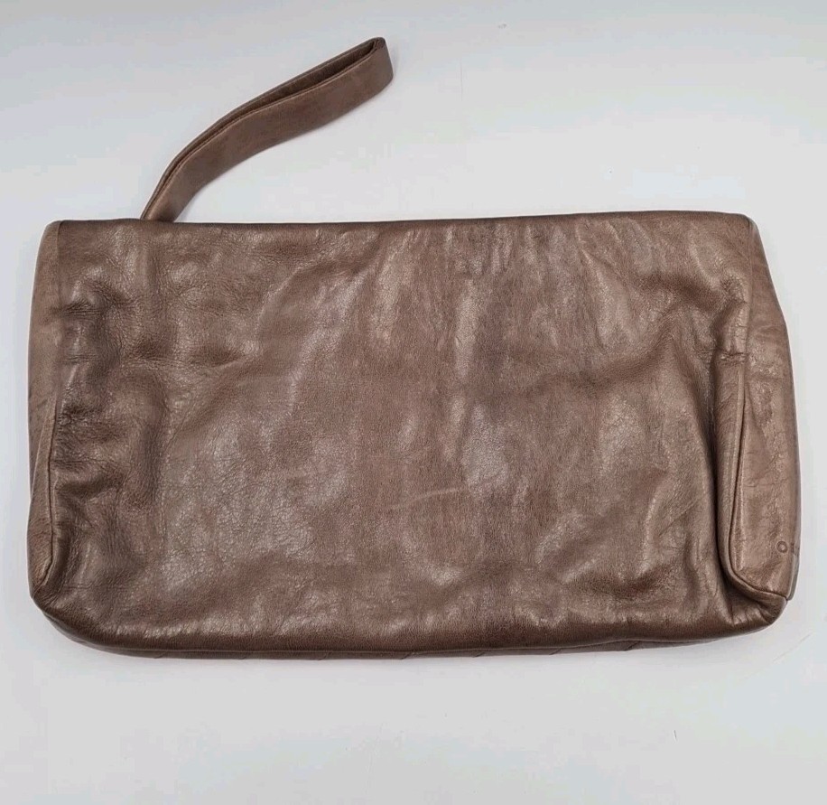 OROTON Brown Leather Geometric Patchwork Large Wr… - image 3