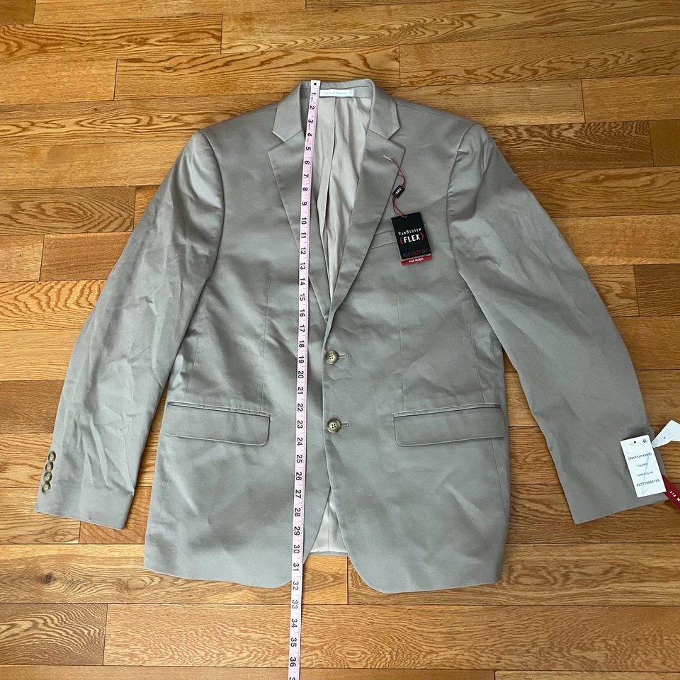 Van Heusen Mens Flex Blazer Taupe Slim Fit All Over Stretch Business 42R NWT - Image 4 of 4