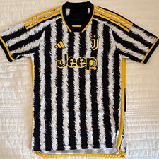 adidas Juventus Jeep Home Soccer Jersey Shirt Size L Black White Yellow