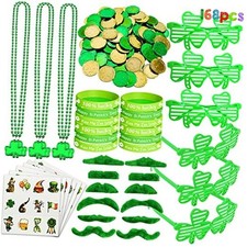 168Pcs St. Patrick's Day Party Favor Set, Include Green Beads Shamrock