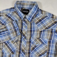 Vintage Wrangler Mens Long Sleeve Plaid Pearl Snap Western Shirt Large