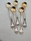 Lot of 5 Gorham Chantilly 1895 Sterling Silver Salt Spoons w/ Vermeil Bowls