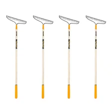3.1 in 16-Tine Welded Bow Rake with Cushion End Grip on Hardwood Handle (4 Pack)