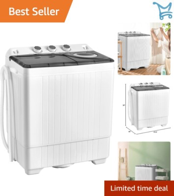 #ad #ad Twin Tub Laundry Washer 26lbs Capacity Compact Grey White Dorm Apartment $271.98