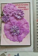 Fabric LILAC LAVENDER Mix Satin Organza Lace 5 Flower Pk 25-85mm SF1Af