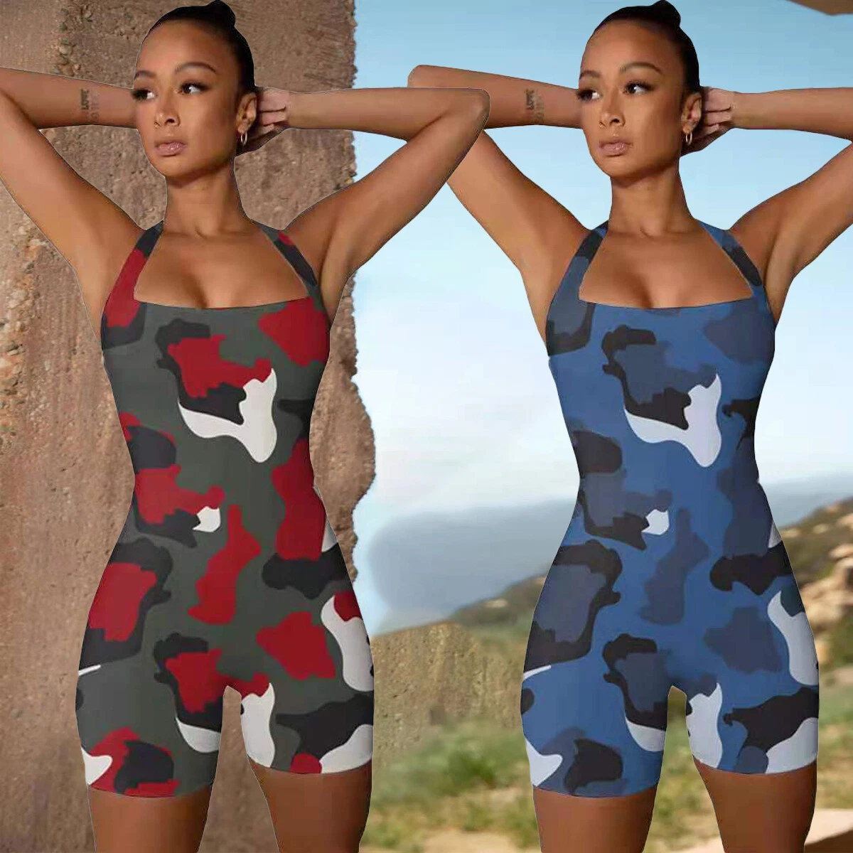 Camouflage cheap print jumpsuit