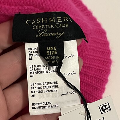 Charter Club Luxury 100% Cashmere Beanie Hat Hot Pink NEW OS  display picture 2