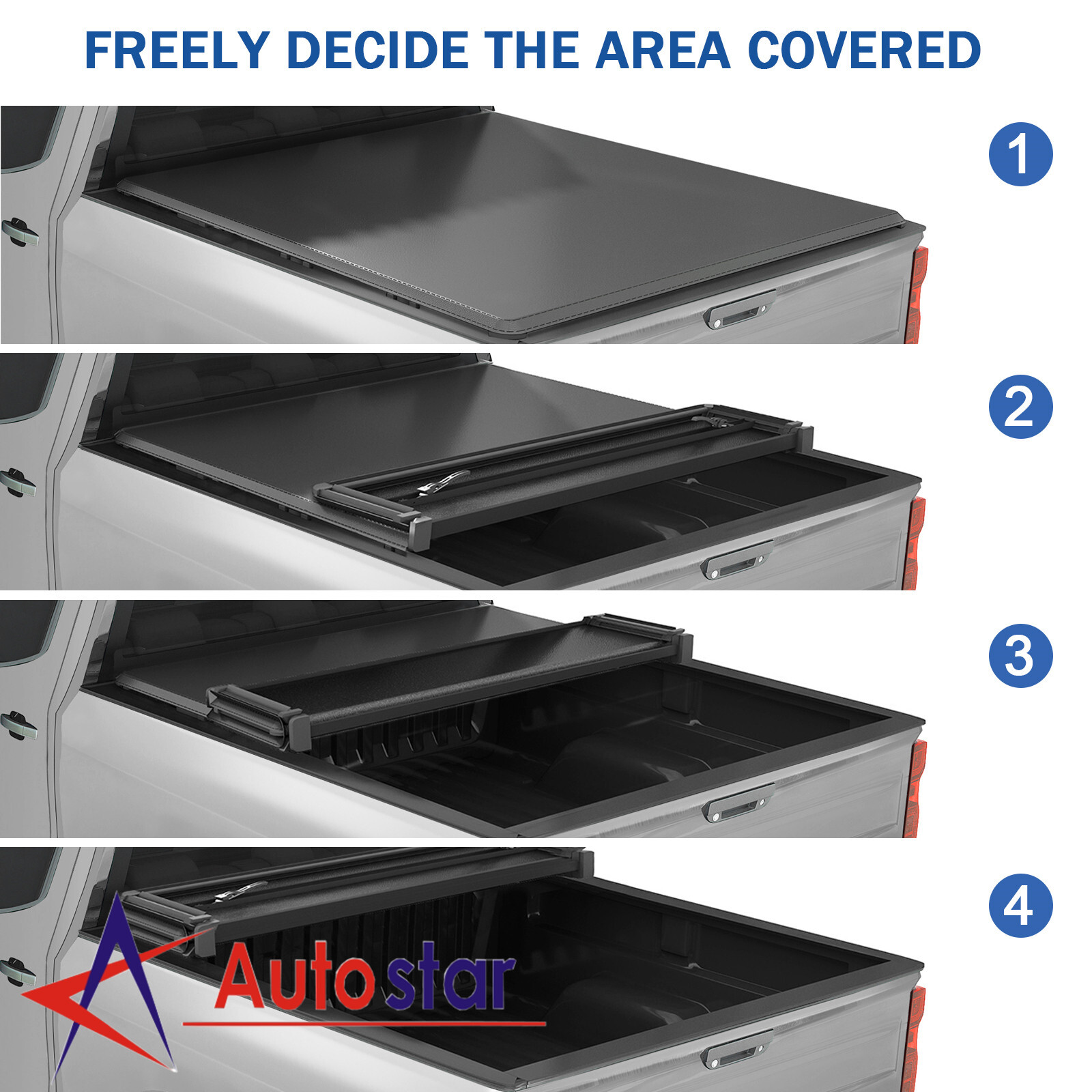 Autostarforus 4-Fold 6.5ft Soft Tonneau Cover – 2007-2013 Chevy Silverado / GMC Sierra