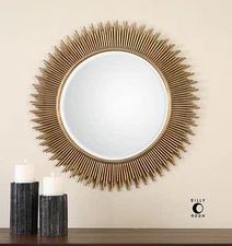Round Sunburst Vanity Wall Mirror | Contemporary Sun