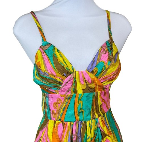 Milly Of New York Vintage Colorful Abstract Print Dress Spaghetti Straps Size 2 - Picture 3 of 10