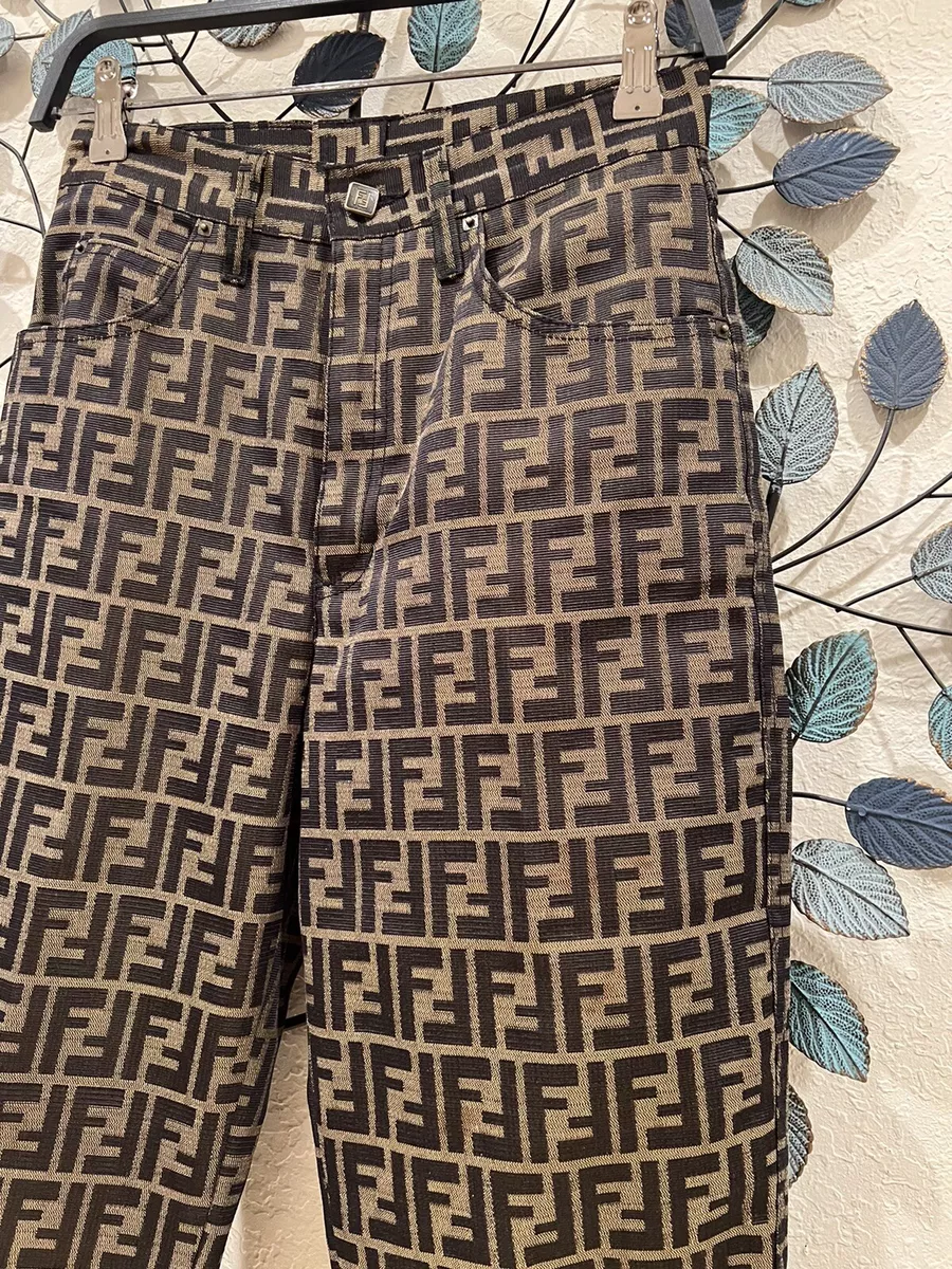 med hensyn til På daglig basis voksen VINTAGE FENDI ZUCCA FF LOGO MONOGRAM HIGH WAIST PANTS BROWN SIZE IT 43 INCH  29 | eBay