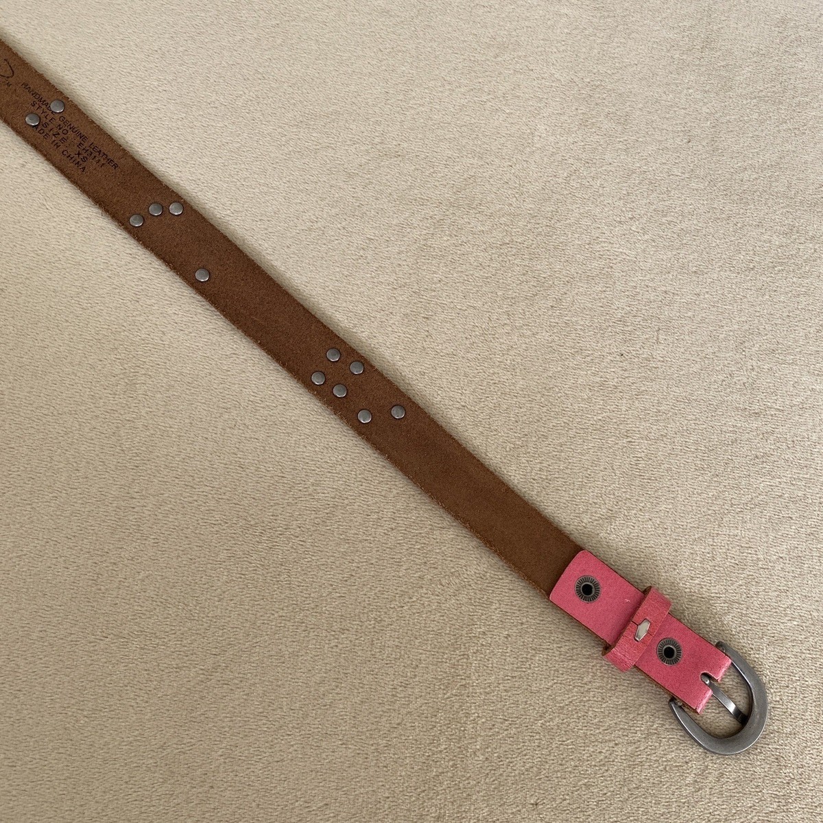 Ed Hardy XS Leather Belt Pink Rhinestones Embroidered Tattoo 