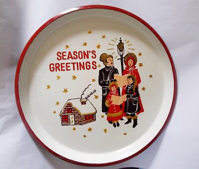  シーズンズ グリーティングス プレート Vintage Season's Greetings Holiday Christmas Tray marked Japan 13