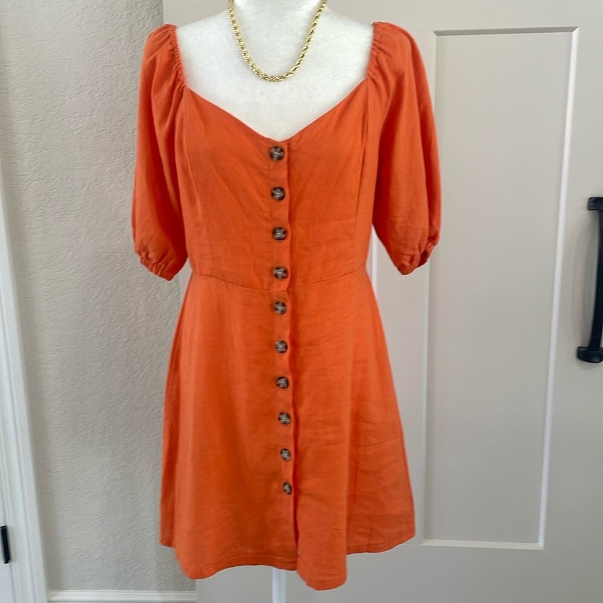 open lace back dress Alana Orange Floral Strapless Babydoll Dress main image 0