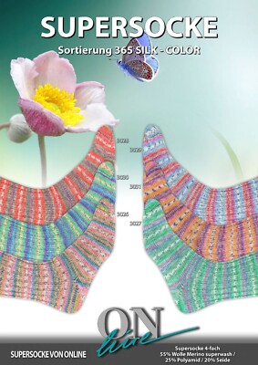 Sockenwolle Supersocke Sortierung 365 ONline Silk Color mit 20 % Seide