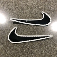 Nike Swoosh Patch Lot 2 Run Shoe Sneaker Skating Badge Logo Vinyl Gloss Black 3”