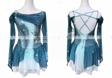 Figure Skating Dress Women's / Girls' Ice Skating Dress green dyeing mesh