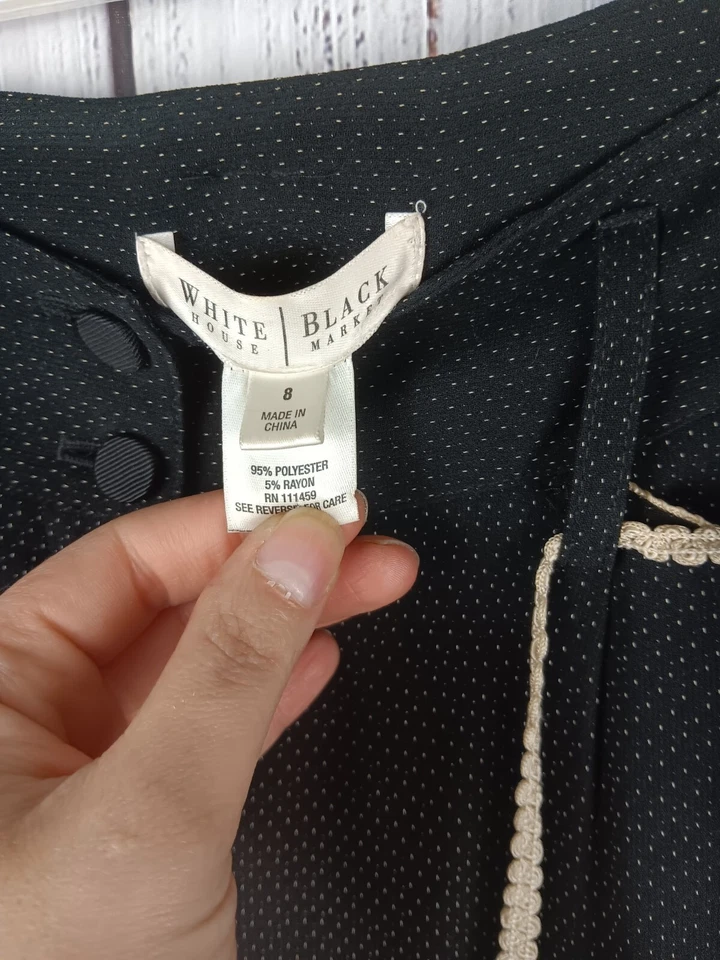 Pantalones de pierna ancha White House Black Market para mujer 8 negros boho tiro medio carrera Foto 4 de 4