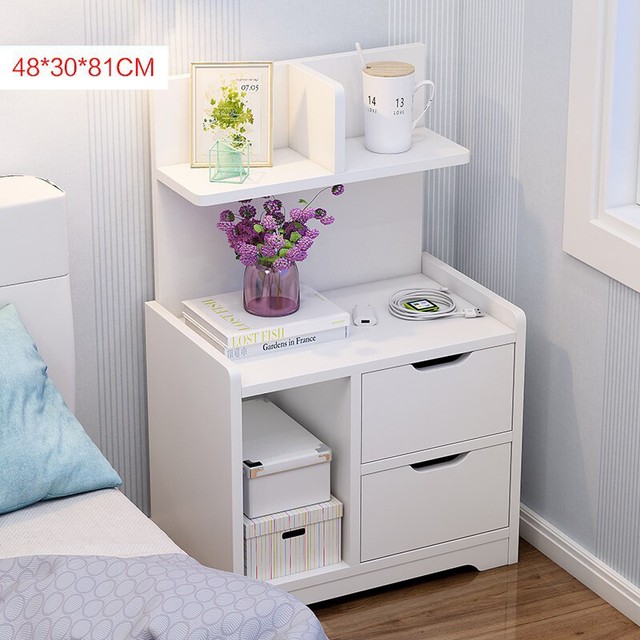 Small Bedside Table Nightstand Bedroom Storage Drawer Shelf Unit Wood White Home