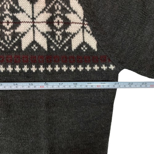 Haggar Sz Medium Mens Sweater Fair Isle Quarter Zip Charcoal Gray White Red Knit - Picture 5 of 11