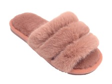 Ladies Fluffy Sliders Mules Shoes Women Fur Slippers Girls Kids Furry Shoes Size