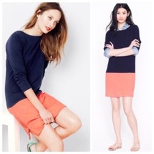 NEW J.Crew Cotton Colorblock Zipper T-shirt Dress size XS Long Sleeve Stretch DC