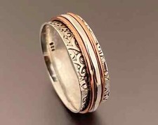 Handmade Solid 925 Sterling Silver Spinner Meditation Band Ring All Size C397