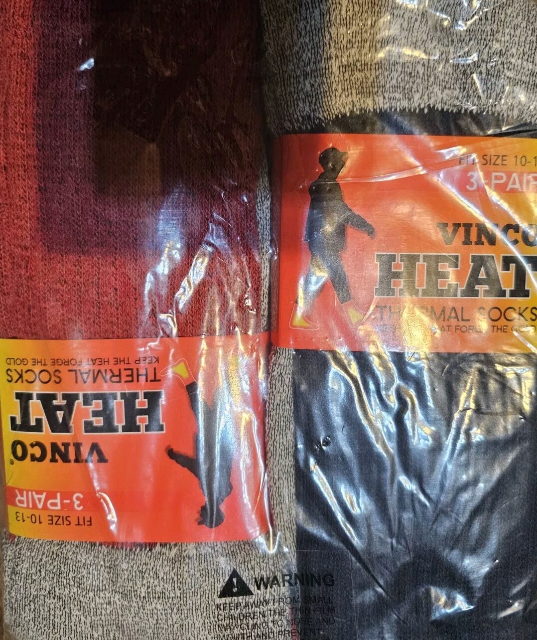 New Men'S Heavy Duty Thermal Boot Socks 3 Pk size 10-15 Colors Black,Red & Gray