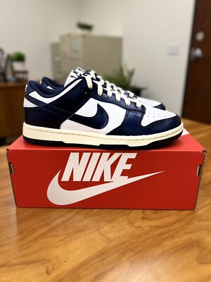 Nike Dunk Low Midnight Navy And White Women Size 7 #FN7197-100