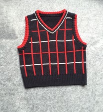 NEW Children Kids Toddler Boys Plaid Knit V Neck Vest, size 6-12 mos