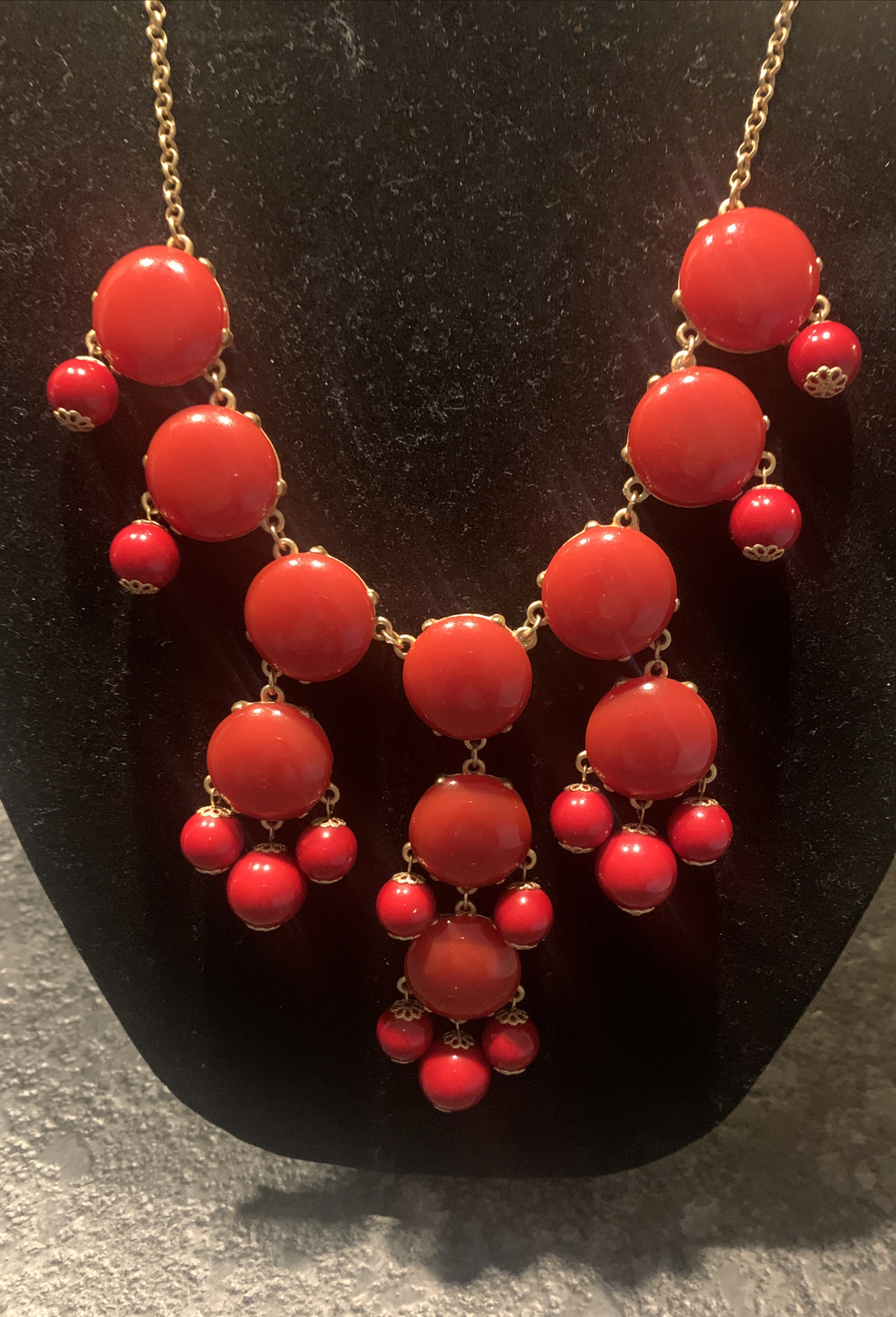 Festive Red Beaded Bubble Bib Statement Necklace … - image 3