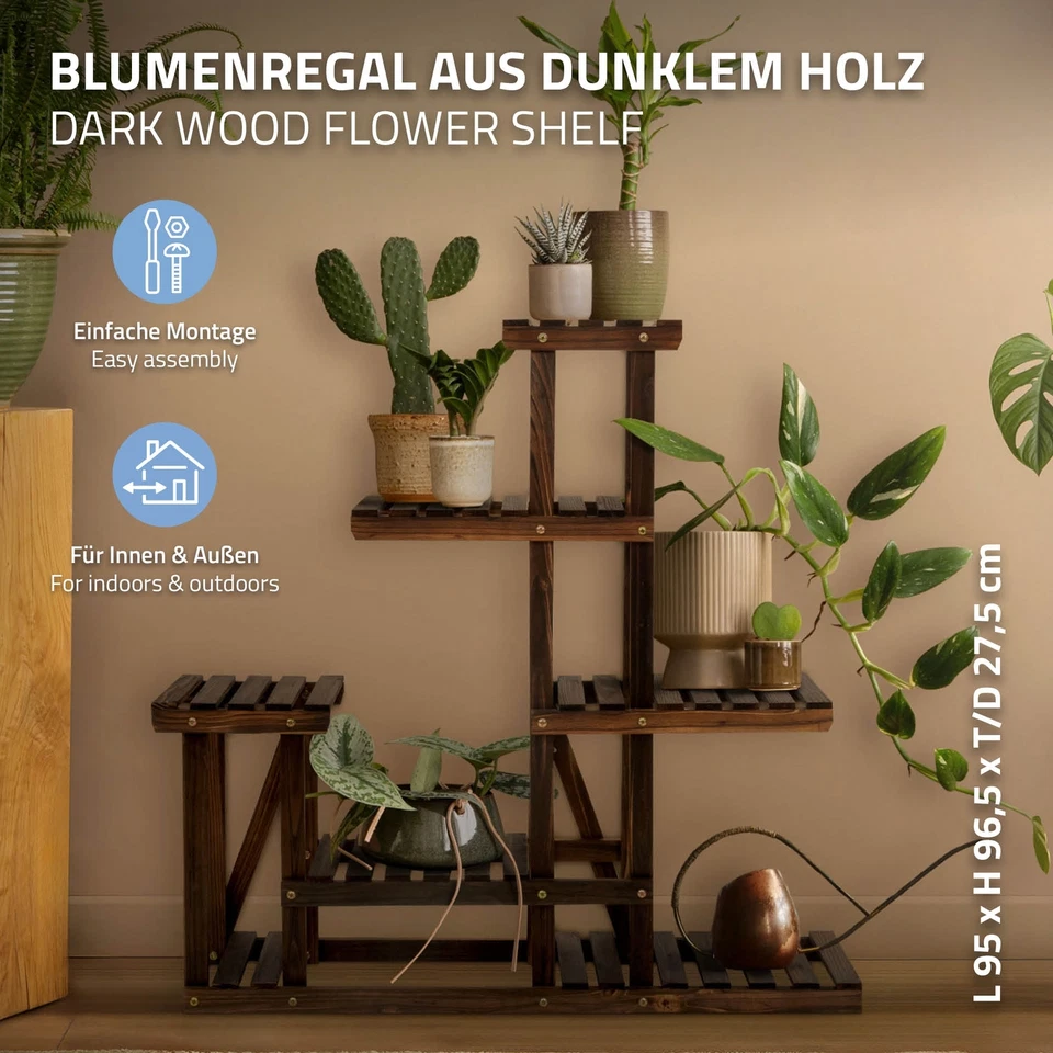 Soporte decorativo de madera para plantas cm pedestal con niveles a elegir - Imagen 2 de 4