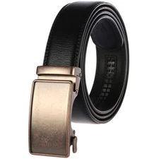 Classic Men's Leather Belt Automatic Antique Buckle Cow Ratchet Waist Strap Gift