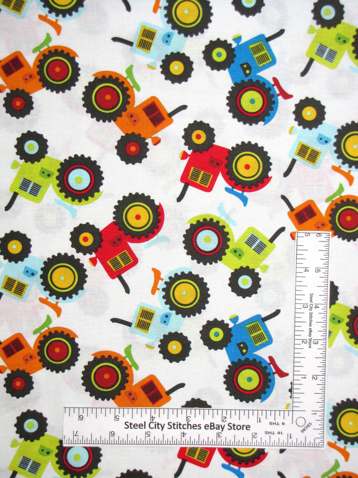 Farm Tractor Fabric Multi Color Tractors Cotton Timeless Treasues C5915 By Yard
