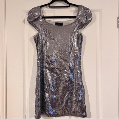 Silver sequin dress River Island size UK
