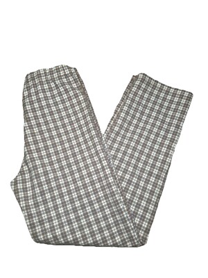 Brandy Melville Plaid Brown, White Blue Straight Leg Pants w/Button And  Zipper